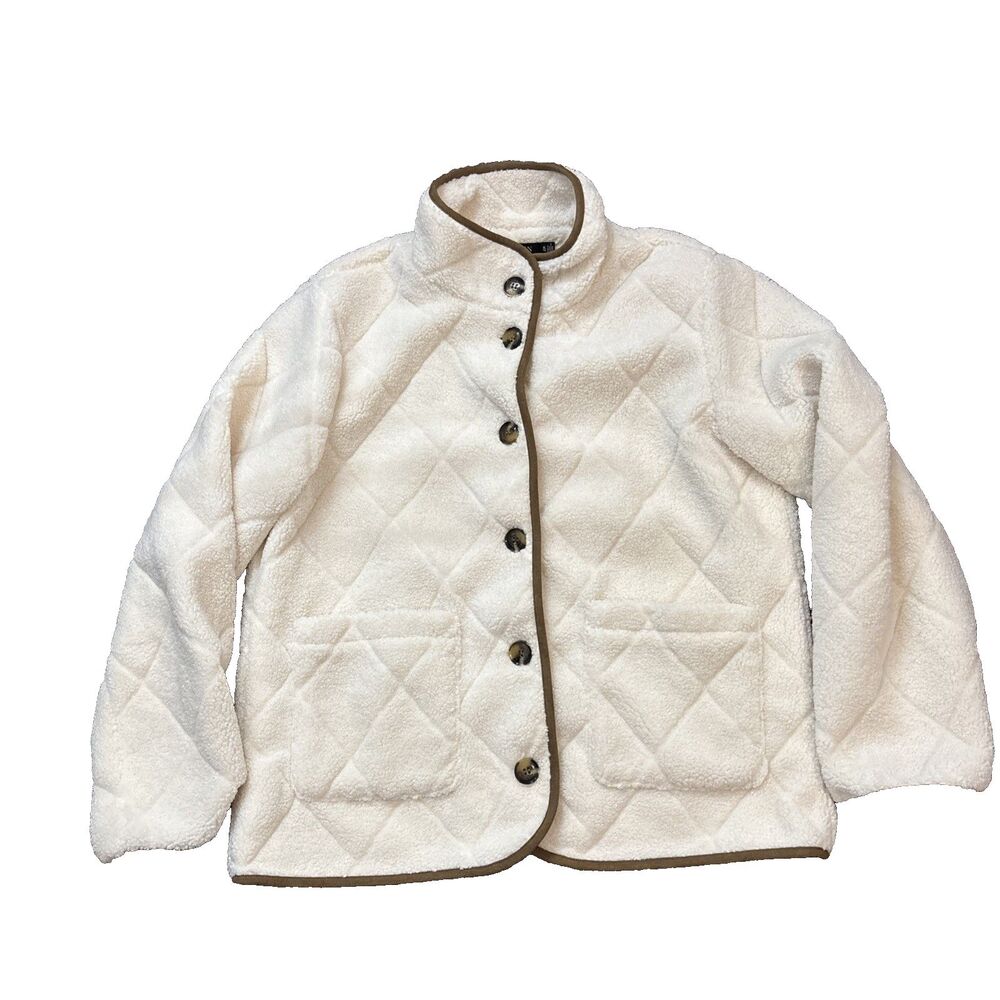 Lauren Ralph Lauren Black Label Jacket XLarge Cream Faux Shearling Button Front